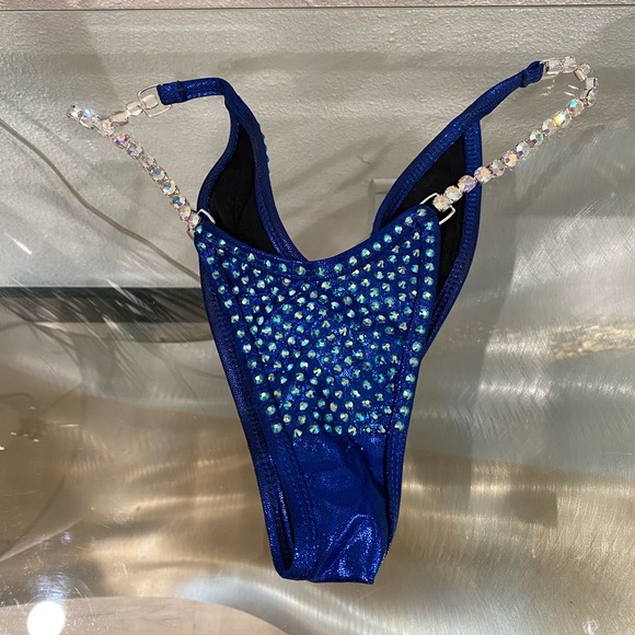 Blue Rhinestone Bikini Top - Picture 2 of 16